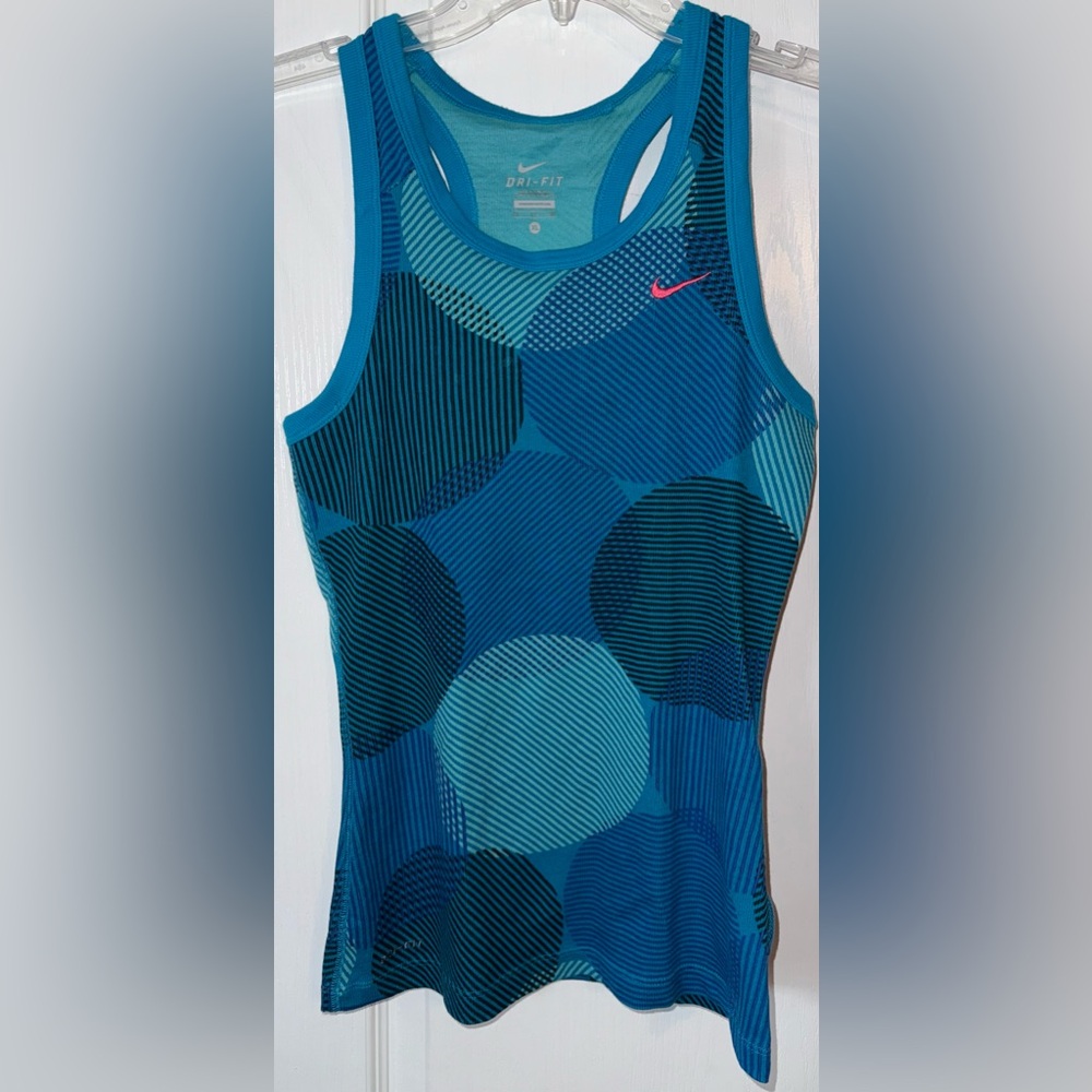 Nike Dri Fit Racerback Tank Top Blue Geometric Print Workout Size XL